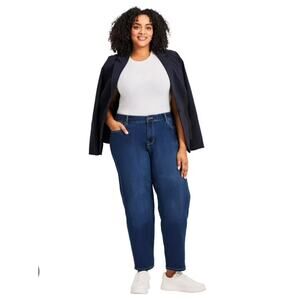 NEW Avenue Butter Denim Straight Tall Long Blue Jeans Womens Plus Size 24TL